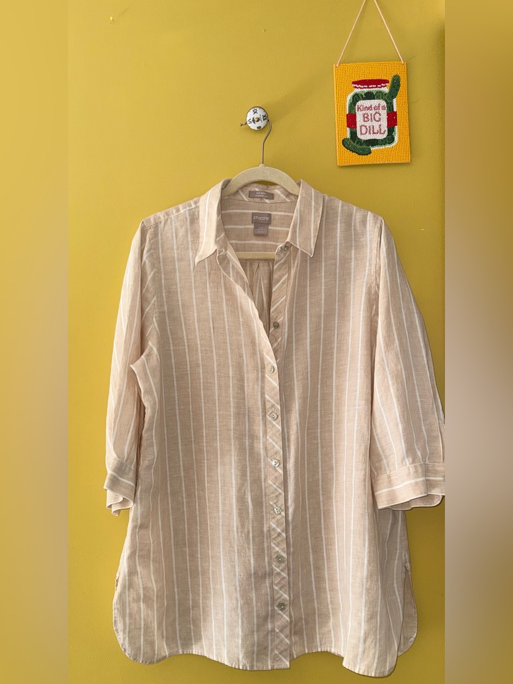 Chico's Striped Linen Button Down